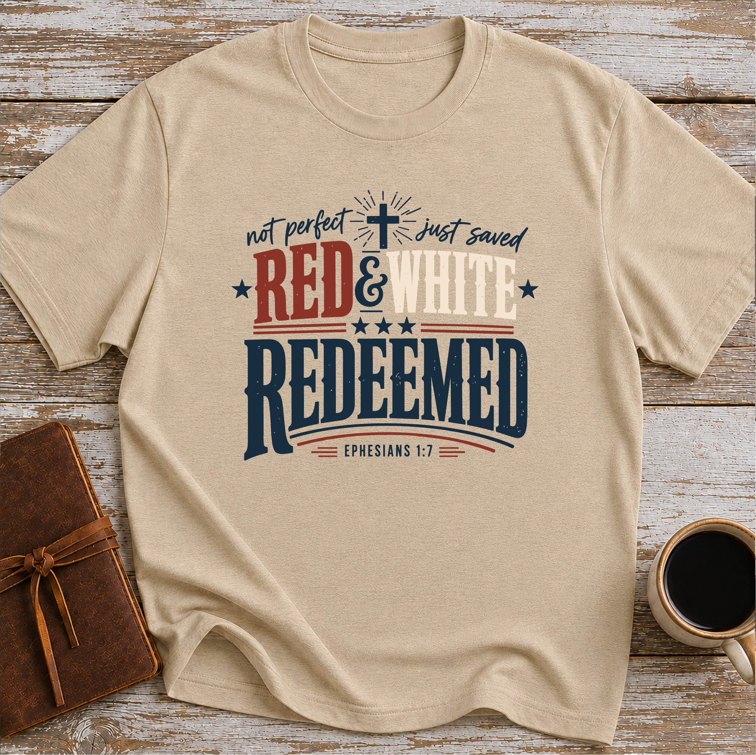 Red and White Redeemed T-Shirt