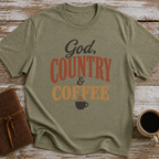 God, Country & Coffee - T-Shirt