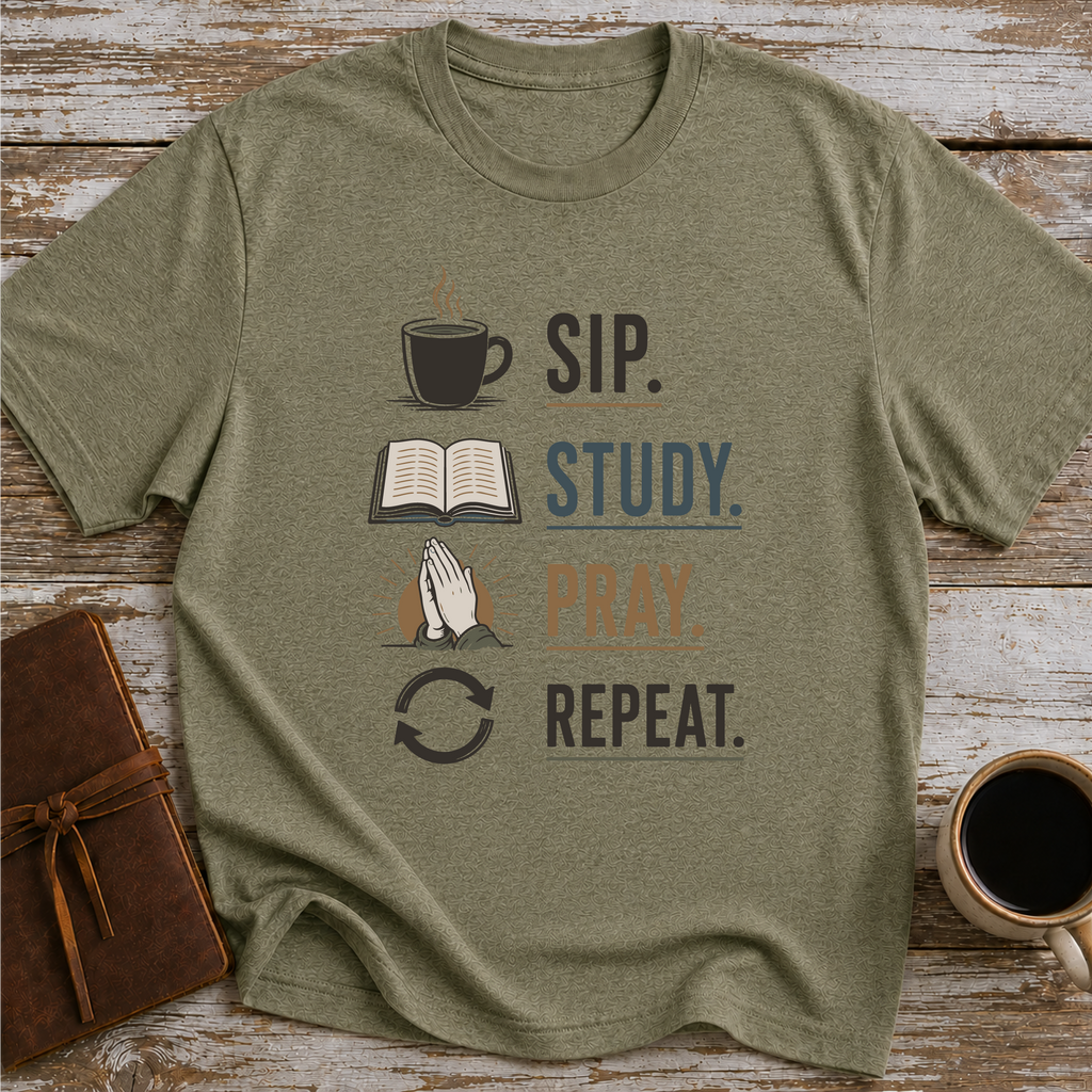 Sip Study Pray Repeat - T-Shirt
