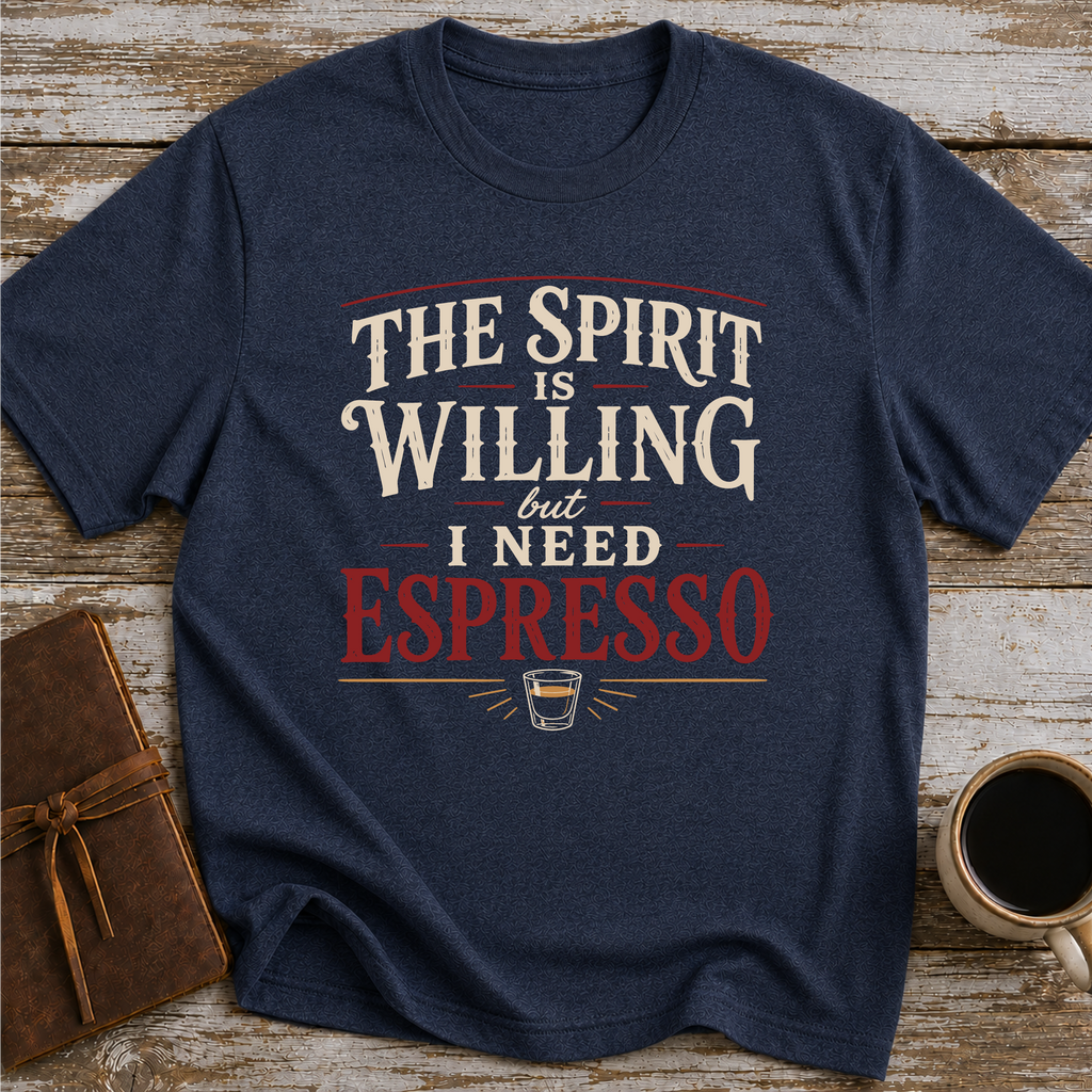 The Spirit Is Willing But I Need Espresso - T-Shirt