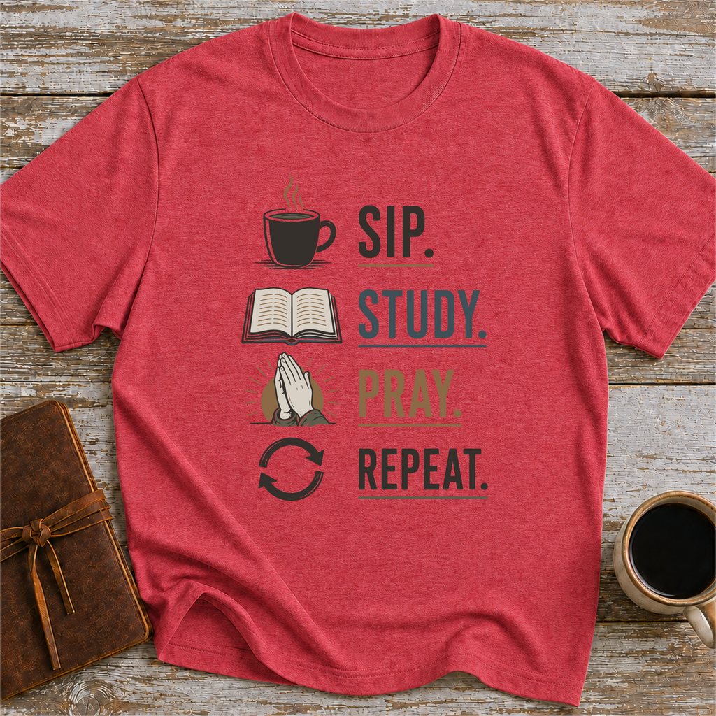 Sip Study Pray Repeat - T-Shirt