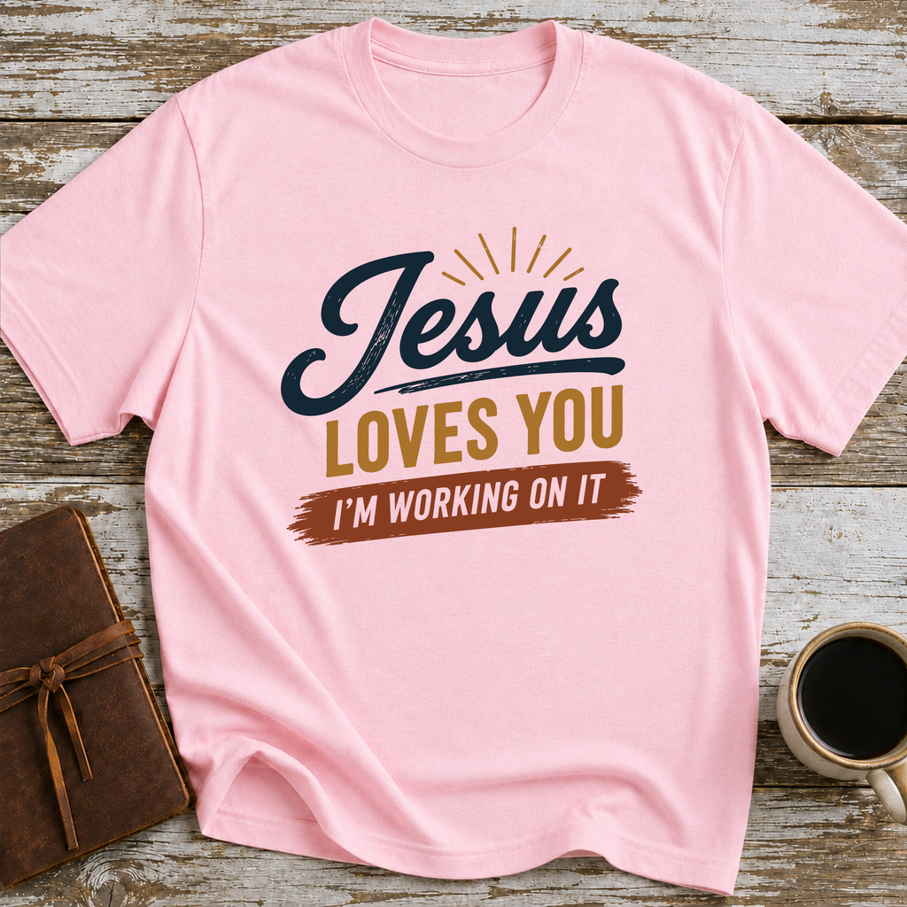 Jesus Loves You. I'm Working On It - T-Shirt