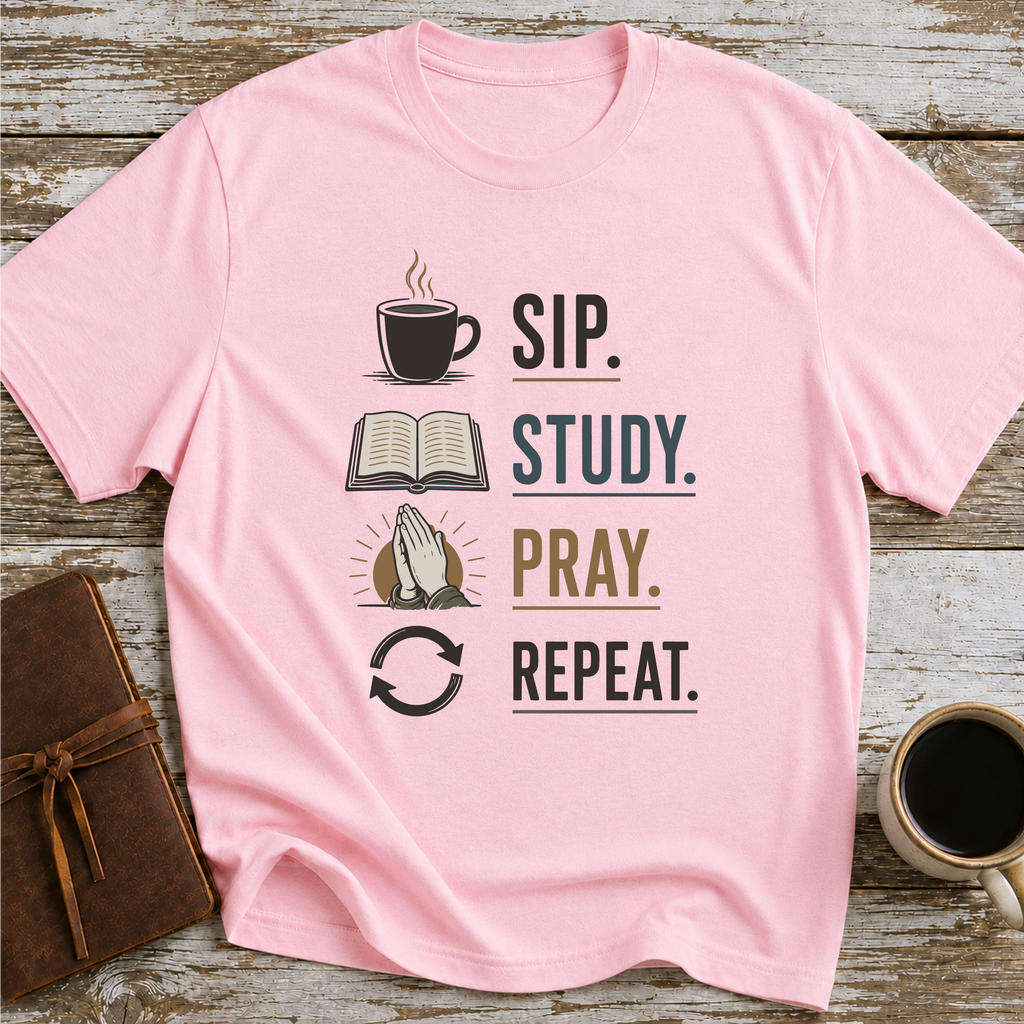 Sip Study Pray Repeat - T-Shirt