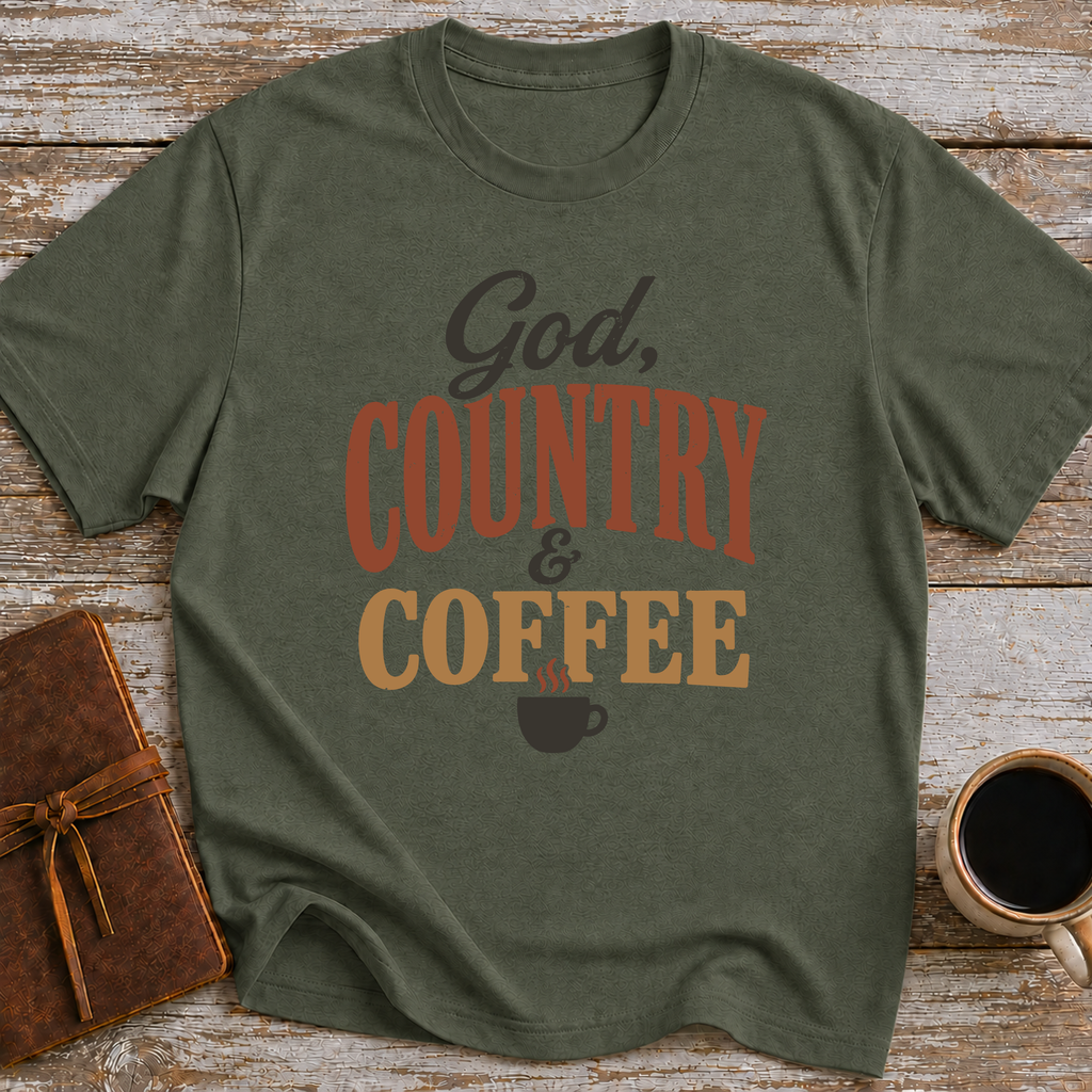 God, Country & Coffee - T-Shirt