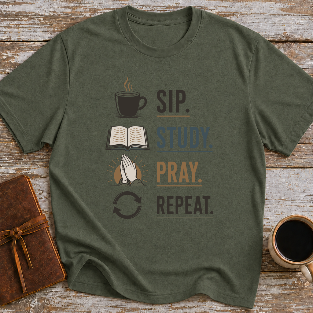 Sip Study Pray Repeat - T-Shirt