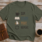 Sip Study Pray Repeat - T-Shirt