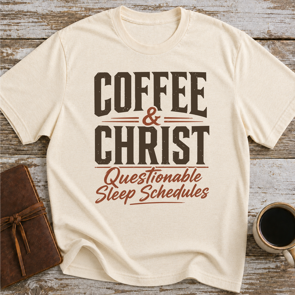 Coffee, Christ & Questionable Sleep Schedules - T-Shirt
