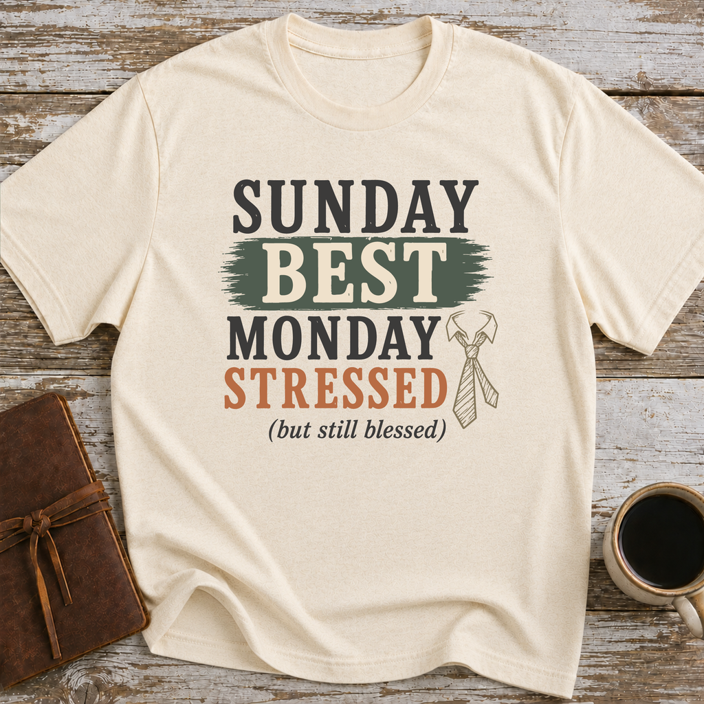 Sunday Best. Monday Stressed (but Still Blessed) - T-Shirt