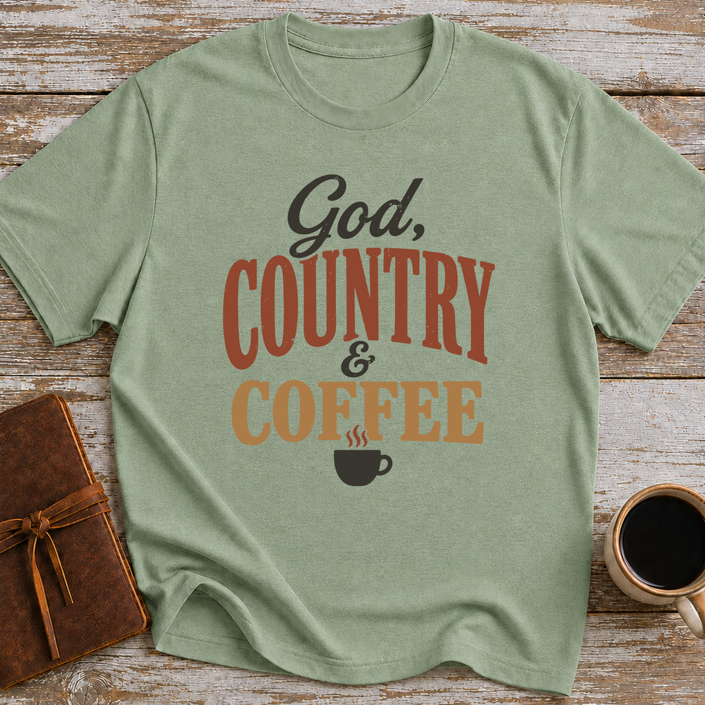 God, Country & Coffee - T-Shirt