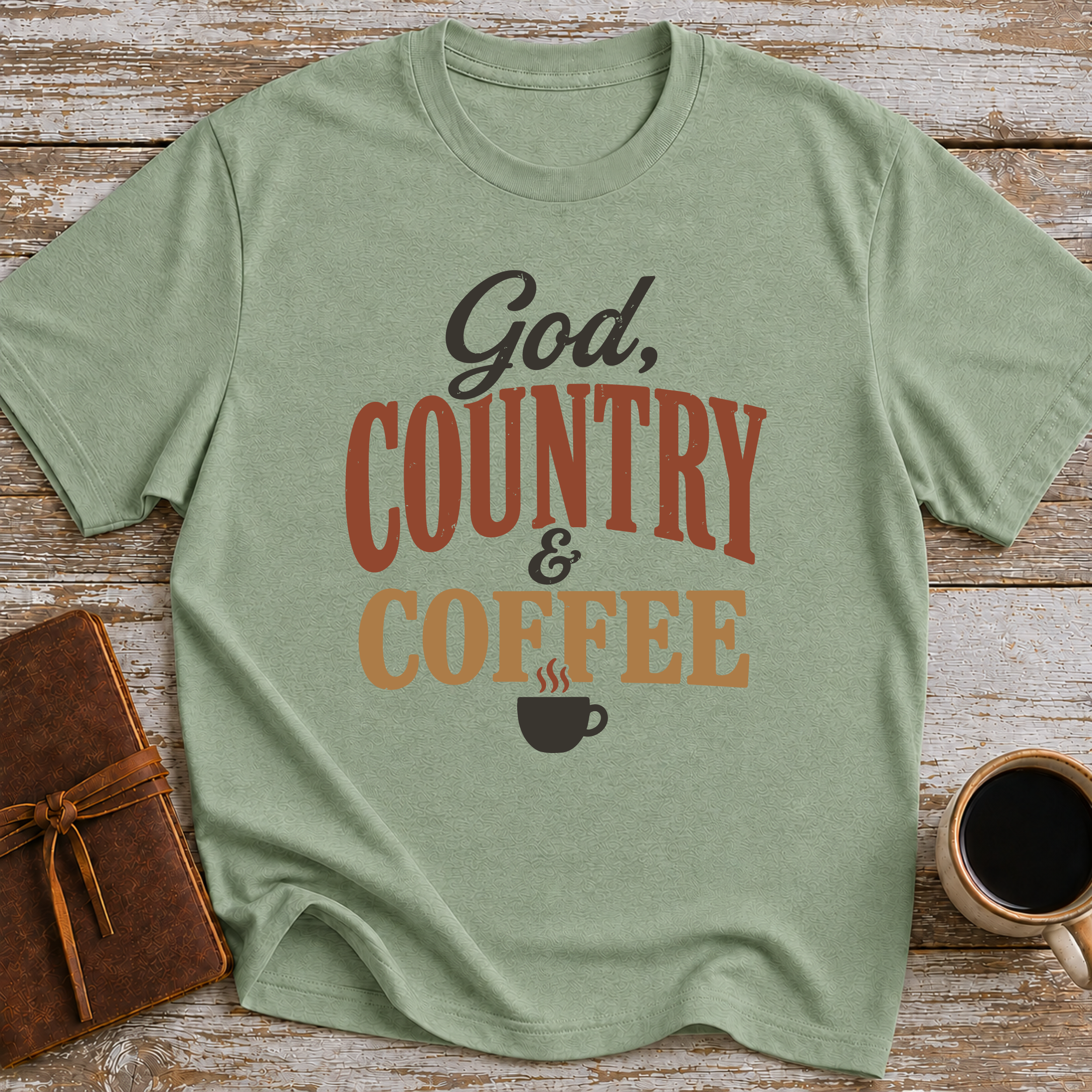 God, Country & Coffee - T-Shirt
