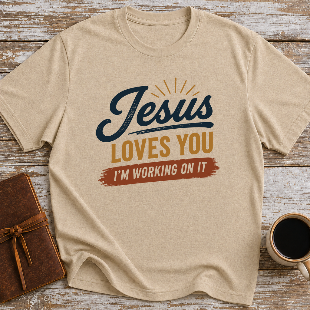 Jesus Loves You. I'm Working On It - T-Shirt
