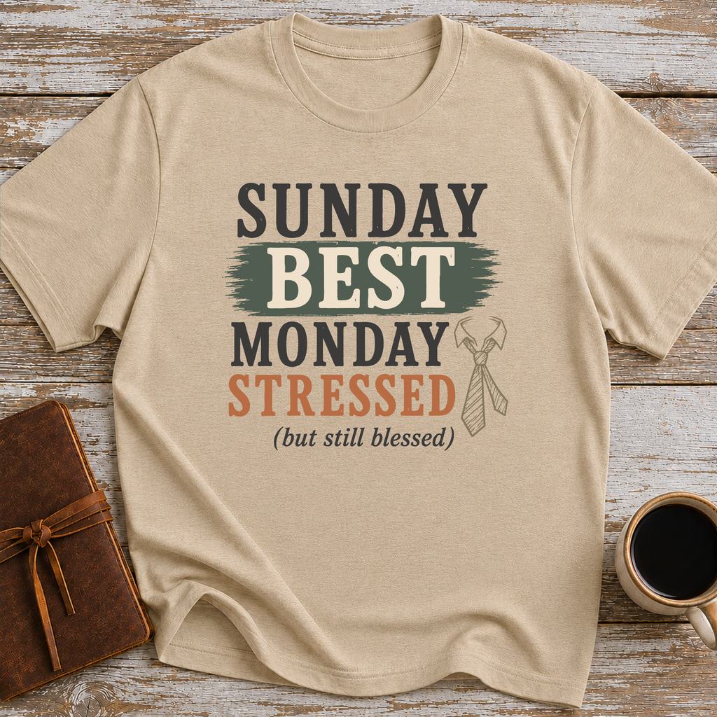 Sunday Best. Monday Stressed (but Still Blessed) - T-Shirt