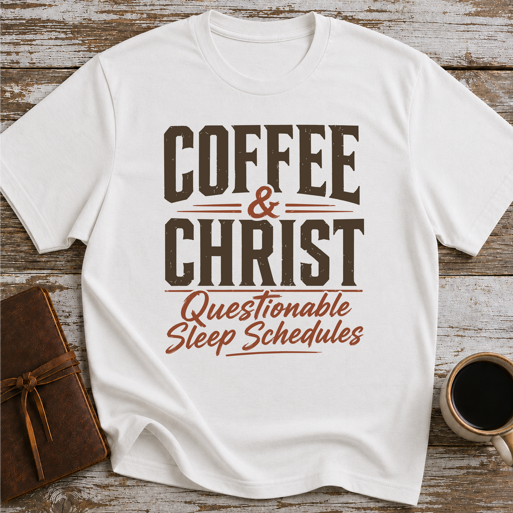Coffee, Christ & Questionable Sleep Schedules - T-Shirt