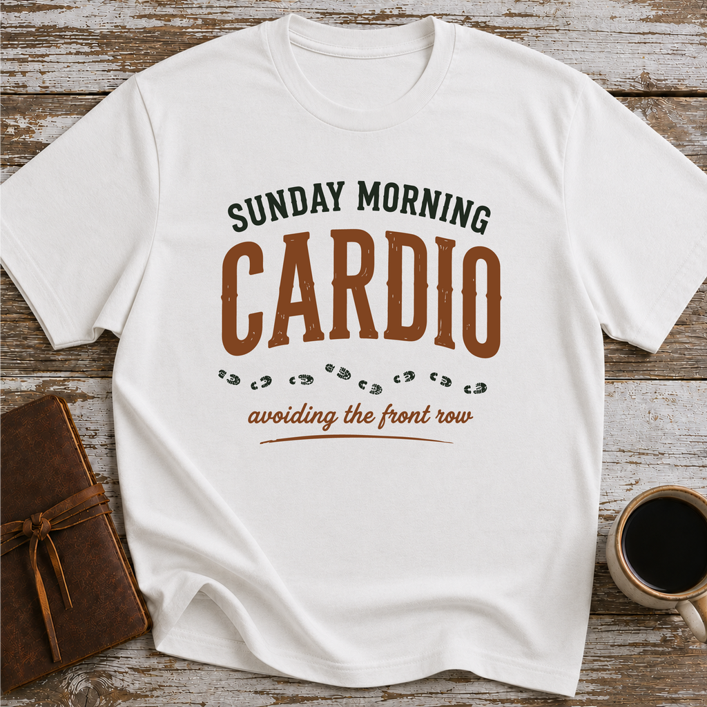 Sunday Morning Cardio, Avoiding The Front Row - T-Shirt